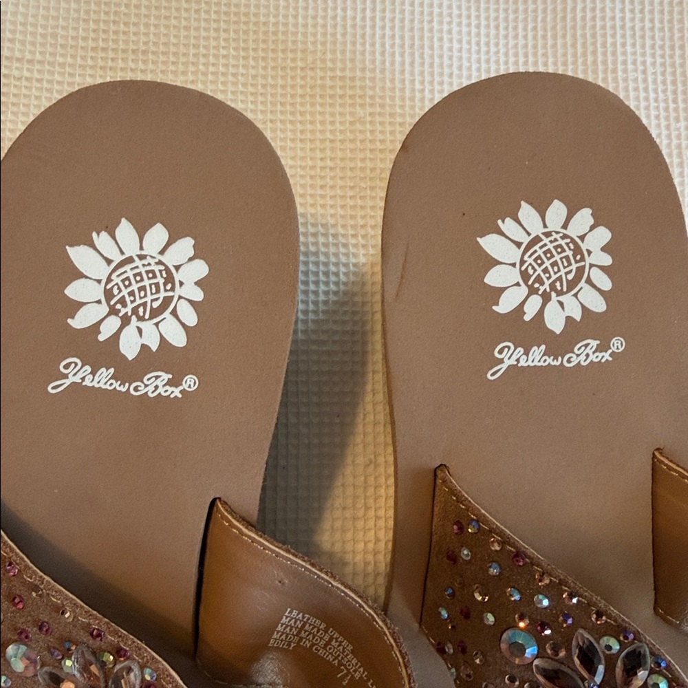 Yellow Box Edily Sandals Brown Embellished Women's Sandals Size 7.5 - Picture 5 of 13